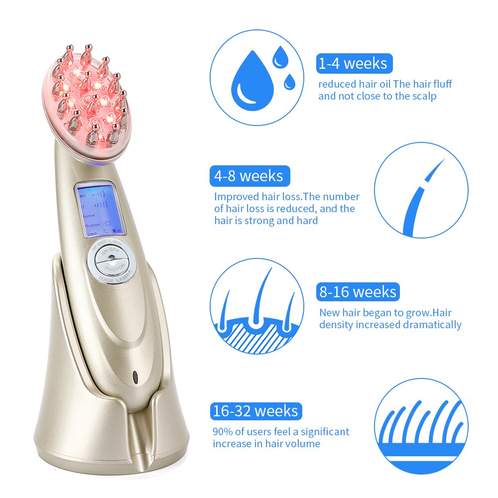 Electric Laser Hair Growth Comb Infrared EMS RF Vibration Massager Microcurrent Hair Care Hair Loss Treatment Hair Regrowth by Queendom