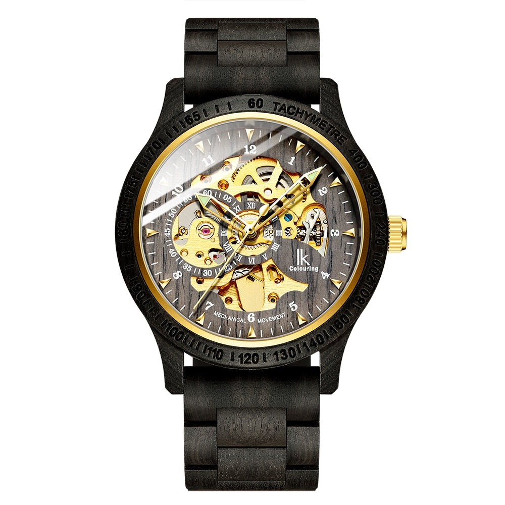 Classic Wooden Men's Mechanical Watch by Queendom