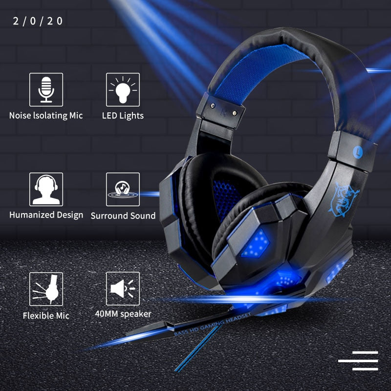 Led Light Wired Gamer Headset by Queendom