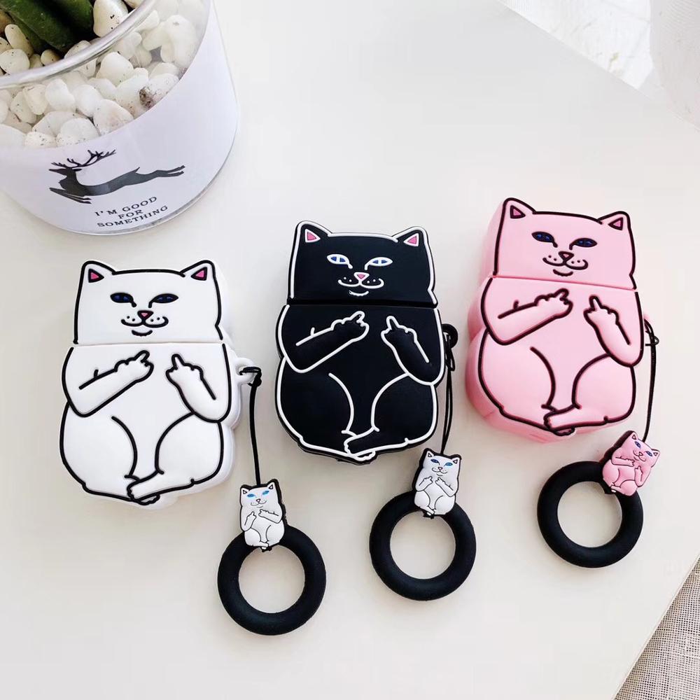 Cartoon Cat AirPods Case by Queendom