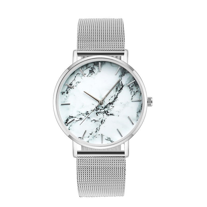 Fashion Rose Gold Mesh Band Creative Marble Female Luxury Women Quartz Watch by Queendom
