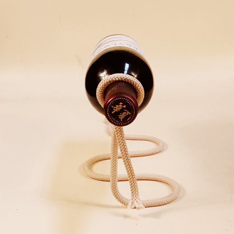Suspended Rope Wine Bottle Holder by Queendom