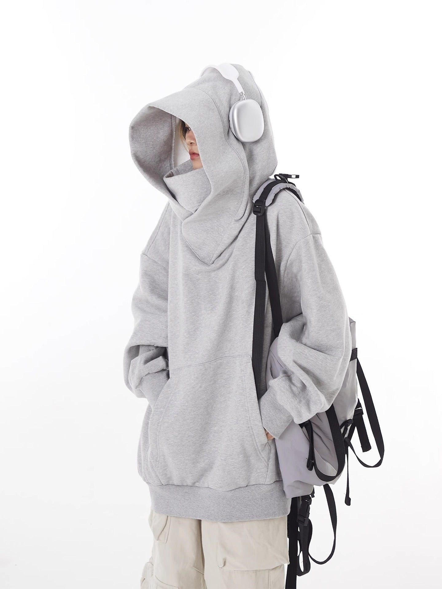 Loose High Collar Fleece Lined Hoodie by Queendom