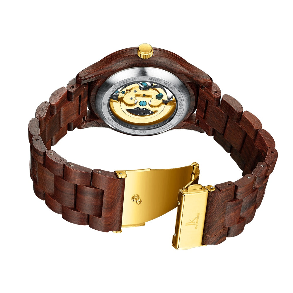 Classic Wooden Men's Mechanical Watch by Queendom