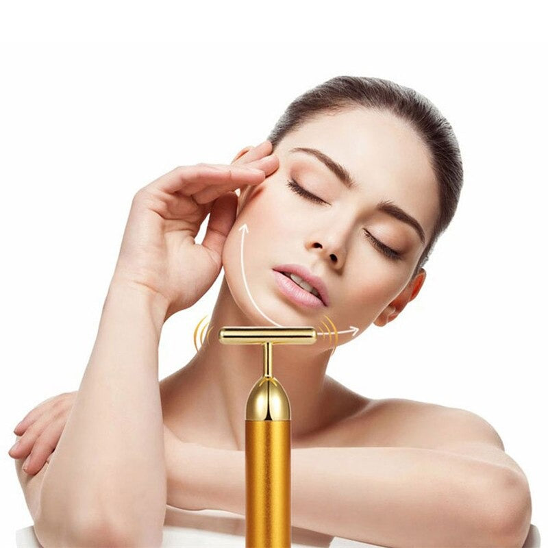 Energy 24K Gold T Beauty Bar Facial Roller Massager by Queendom