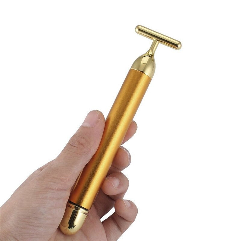Energy 24K Gold T Beauty Bar Facial Roller Massager by Queendom