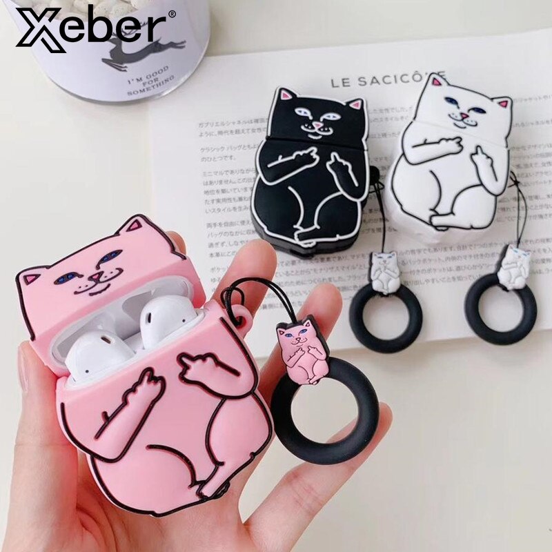 Cartoon Cat AirPods Case by Queendom