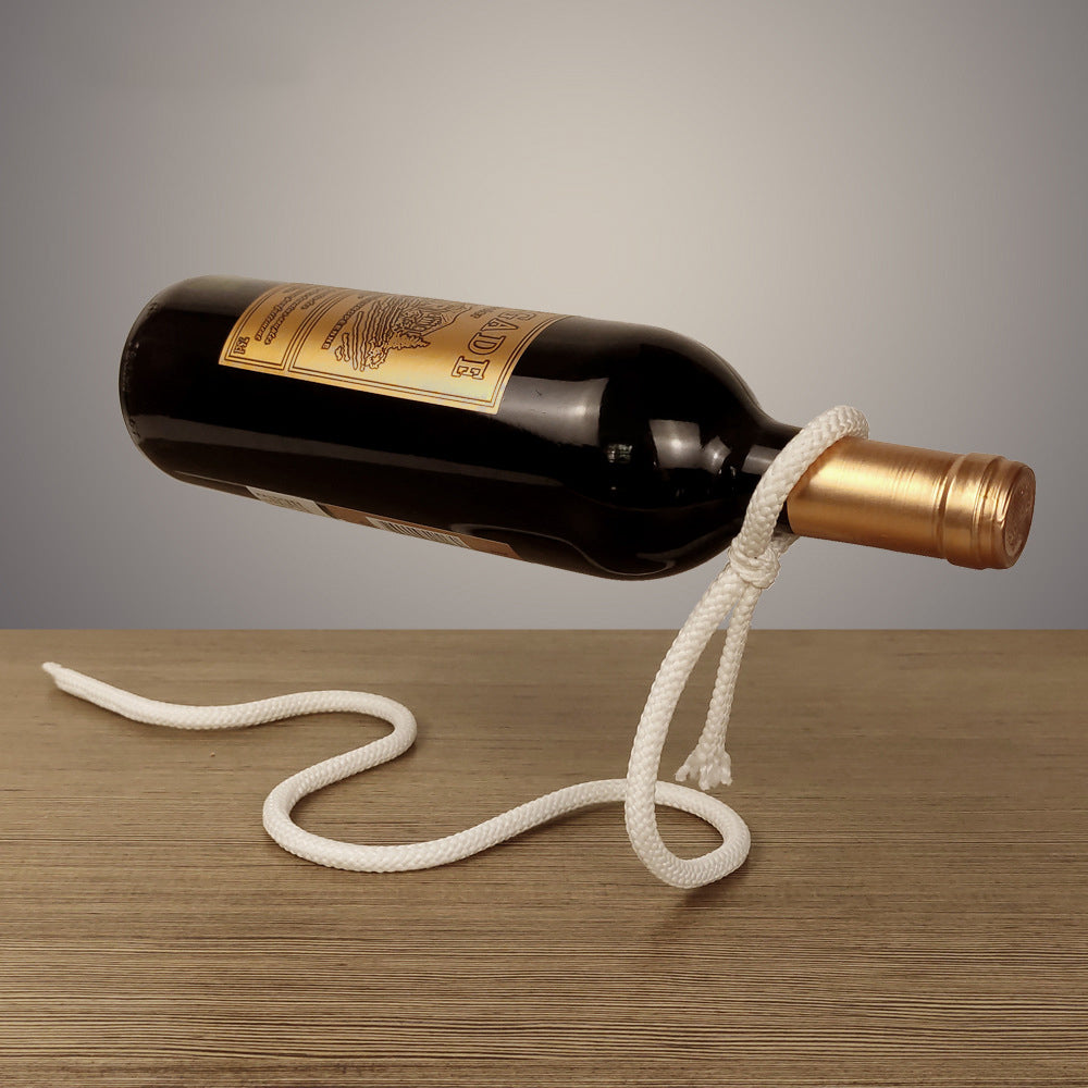 Suspended Rope Wine Bottle Holder by Queendom