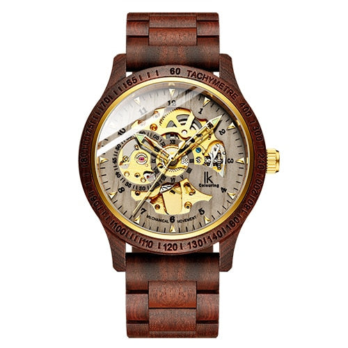Classic Wooden Men's Mechanical Watch by Queendom