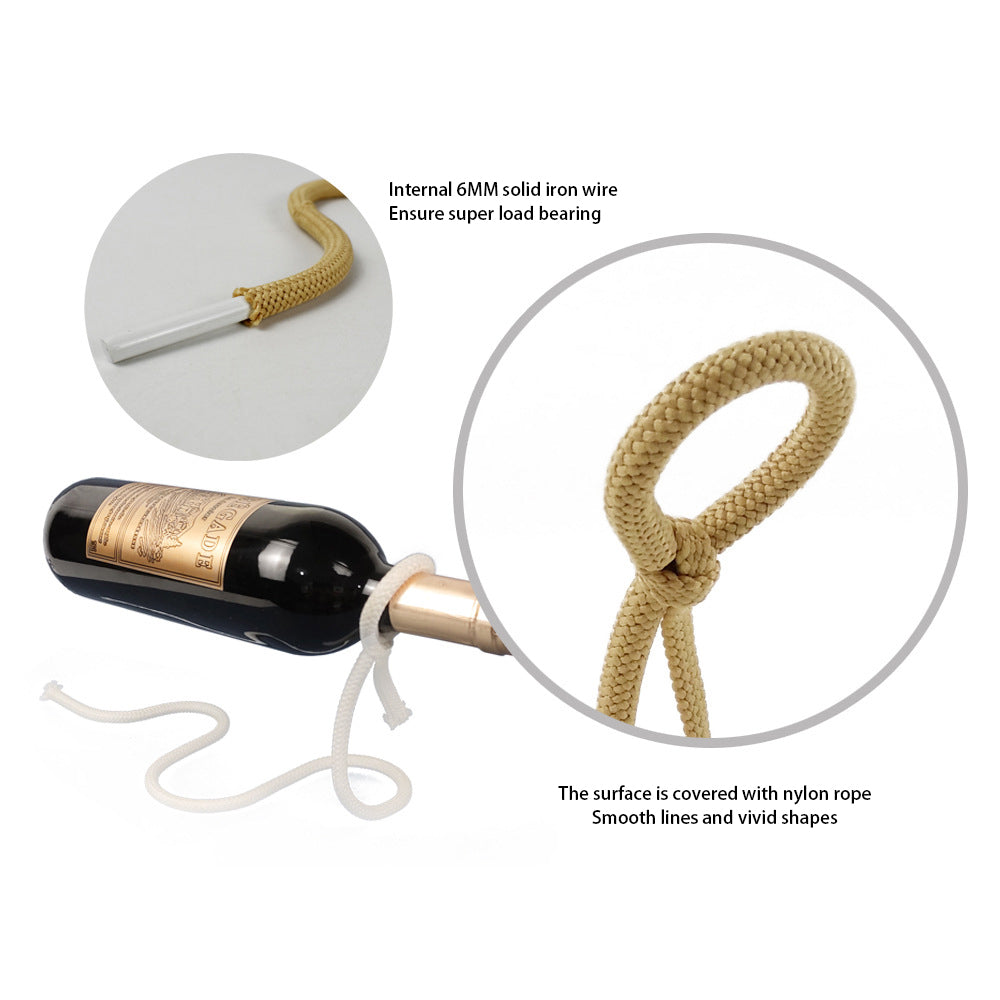 Suspended Rope Wine Bottle Holder by Queendom