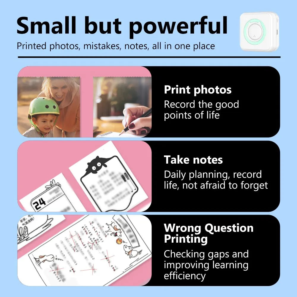 Mini Printer Portable Thermal Stickers by Queendom